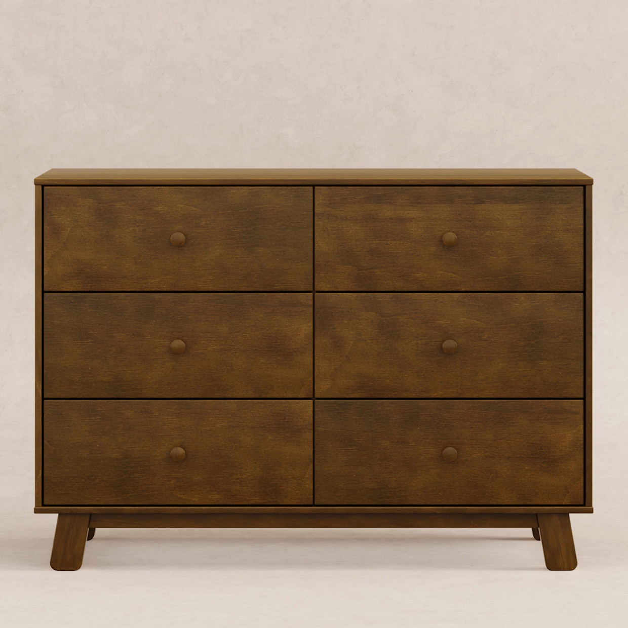 babyletto Hudson Modern 6-Drawer Assembled Double Dresser - Natural Walnut.