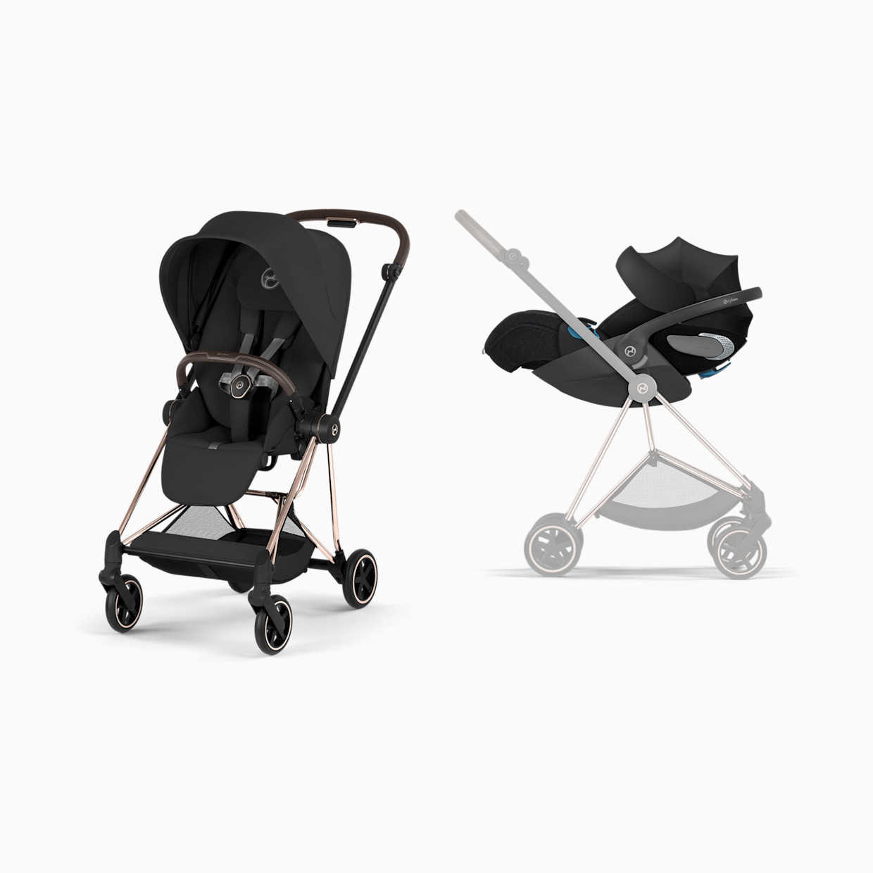 Cybex MIOS Stroller + CLOUD T Infant Car Seat Travel System - Sepia Black.