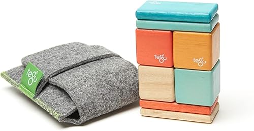 Tegu 8 Piece Tegu Pocket Pouch Magnetic Wooden Block Set.