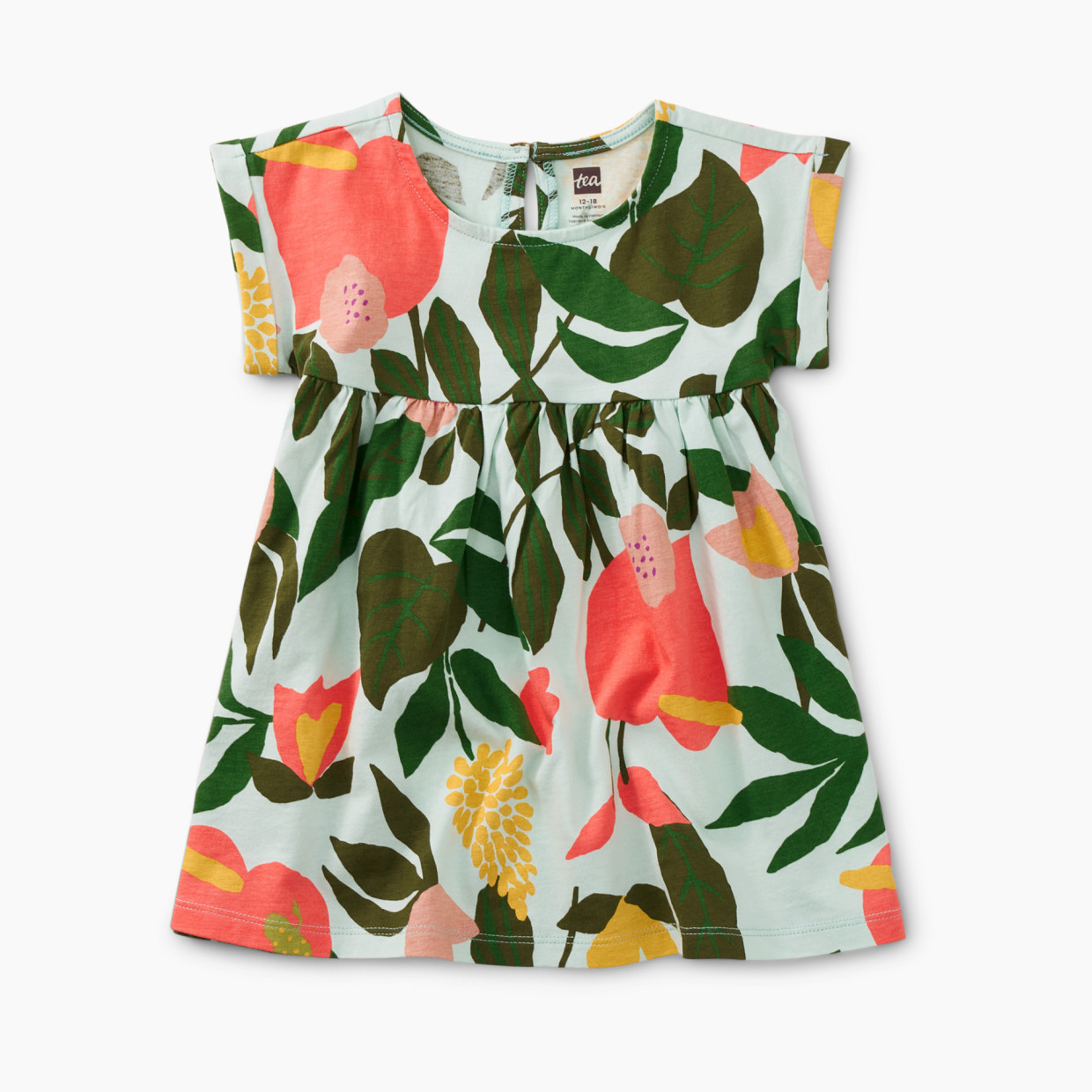 Tea Collection Empire Baby Dress - Tropical Floral, 3-6 Months.