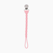 Itzy Ritzy Silicone Pacifier Clip; 100% Food Grade Silicone Pacifier Strap with Clip Keeps Pacifiers, Teethers & Small Toys in Place Features One-Piece Design & Cord (Pink)