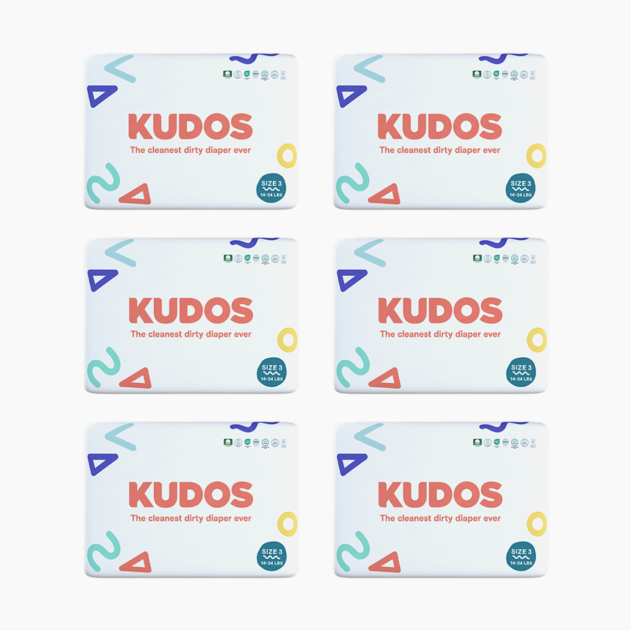 Kudos Diapers, Monthly Supply - Size 3, 180 Count.