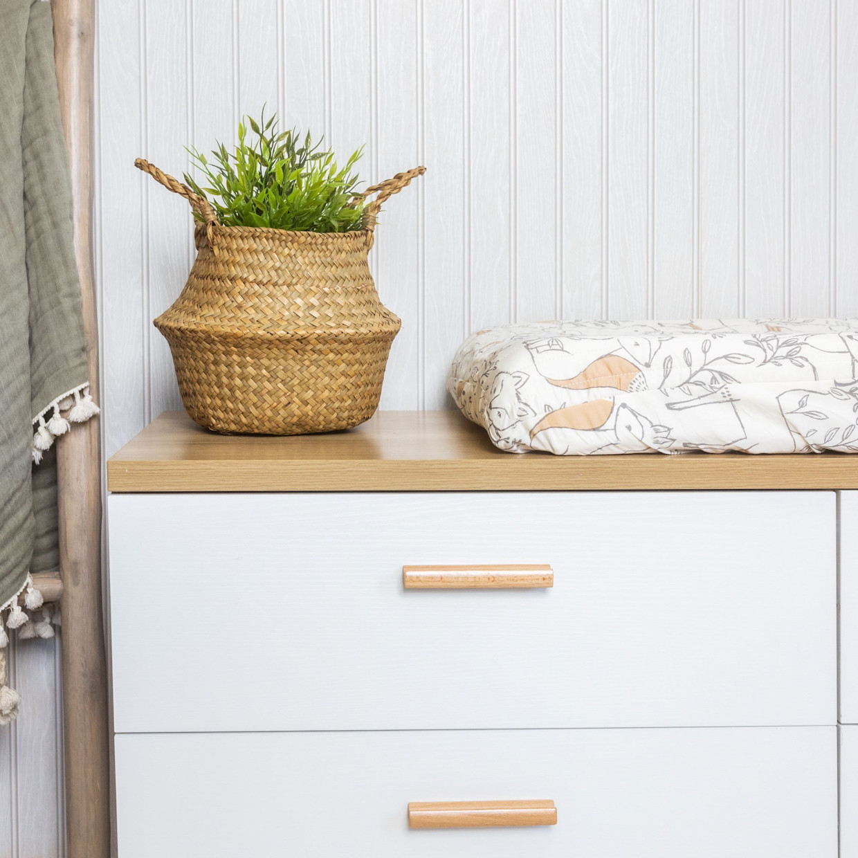 Crane Baby Cotton Quilted Change Pad Cover - Ezra Beige.