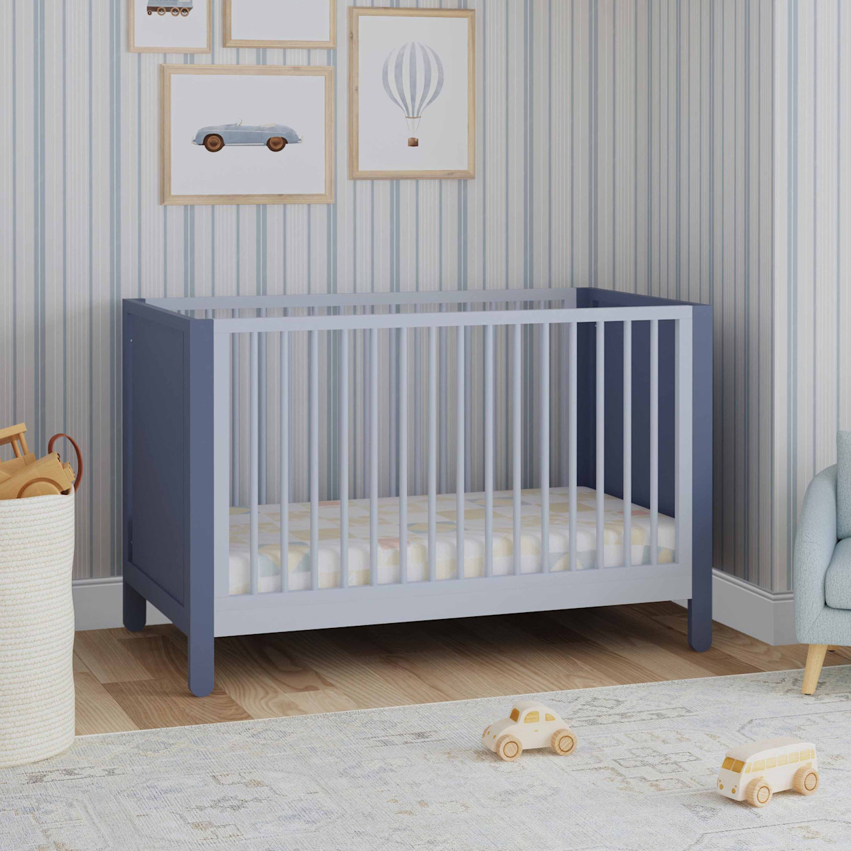 Carter's by daVinci Marisol 4-in-1 Convertible Crib - Cove Blue/Powder Blue.