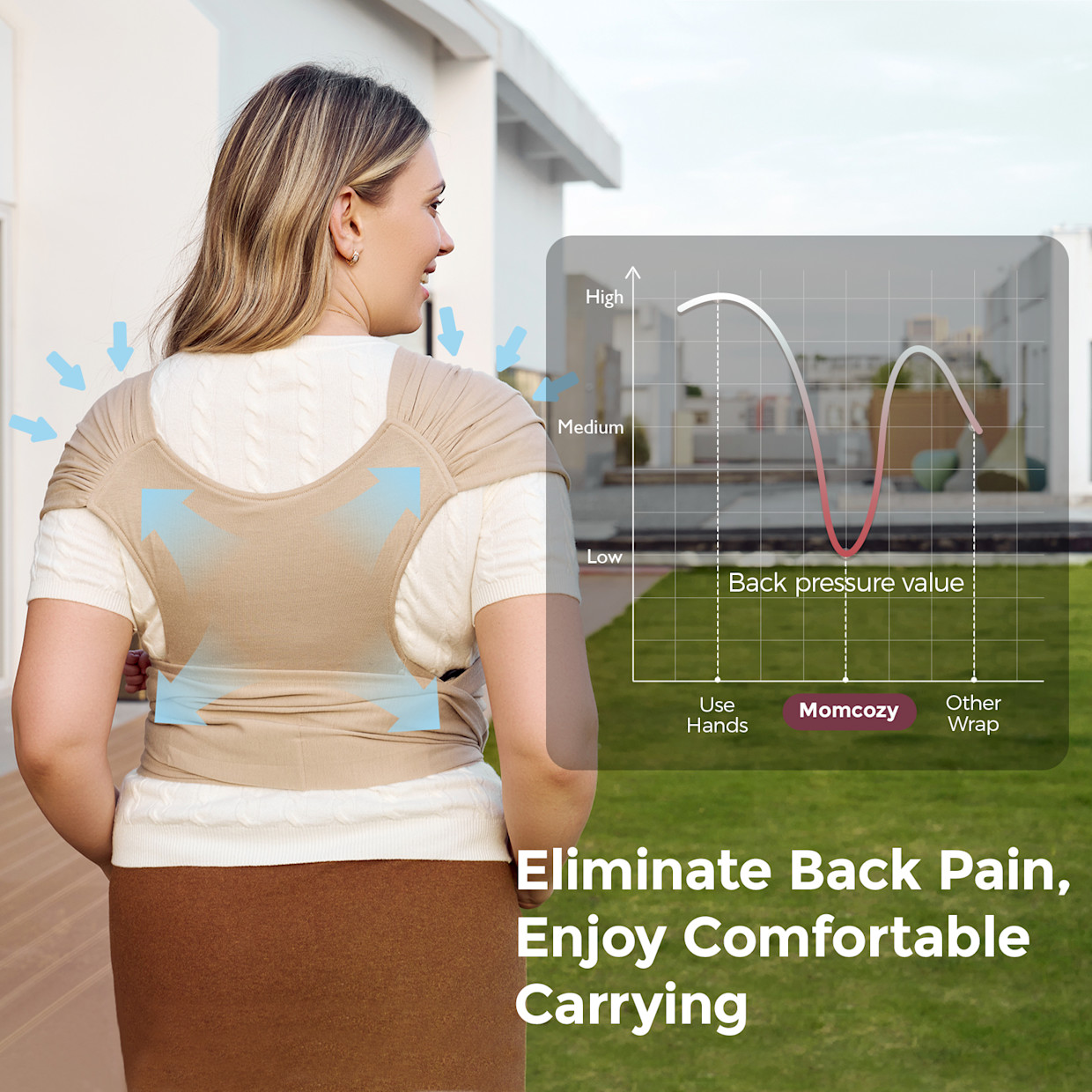 Momcozy Easy to Wear Hands Free - Baby Wrap Carrier - Light Curry.