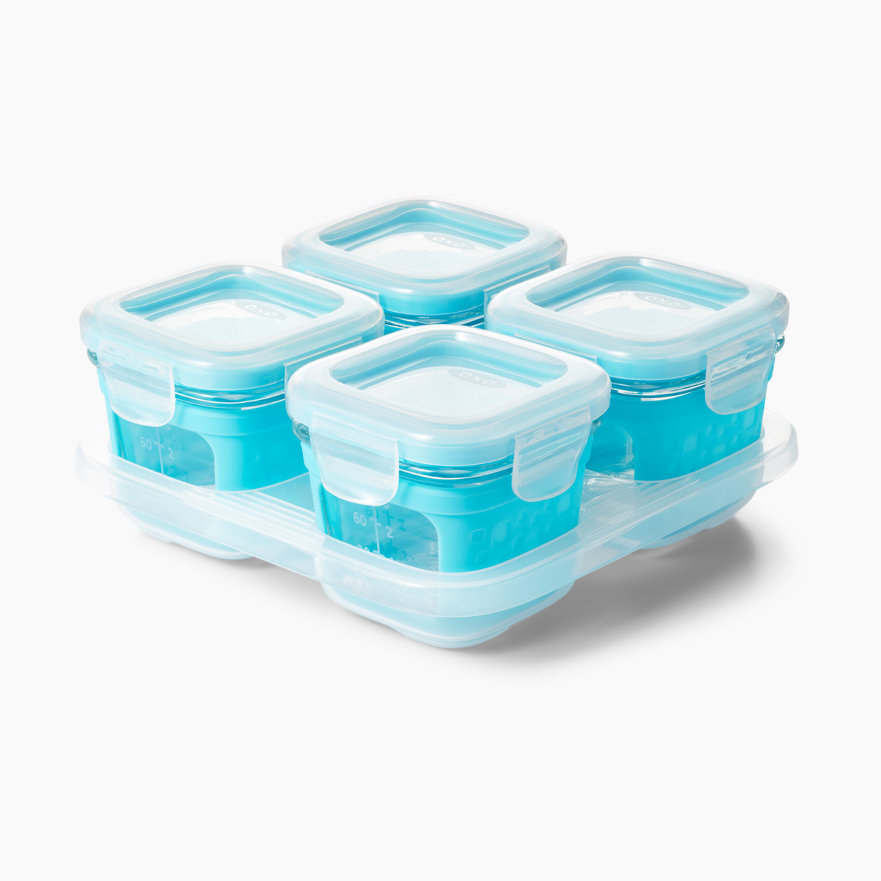 OXO Tot Glass Baby Blocks 4oz Storage Containers - Aqua.