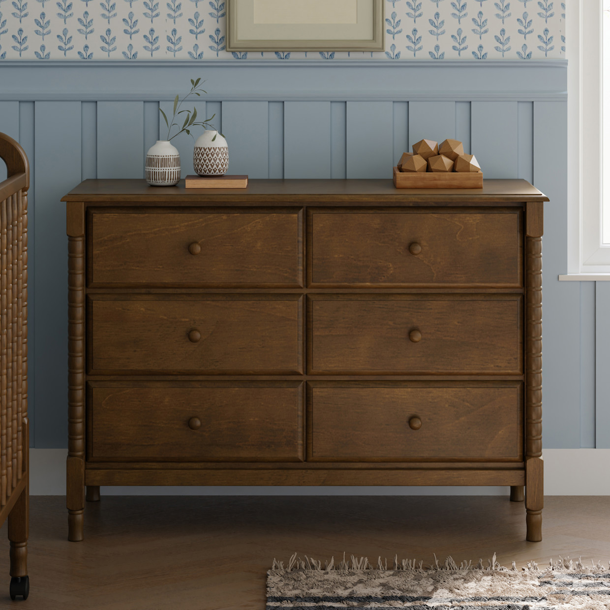daVinci Jenny Lind Spindle 6-Drawer Dresser - Walnut.