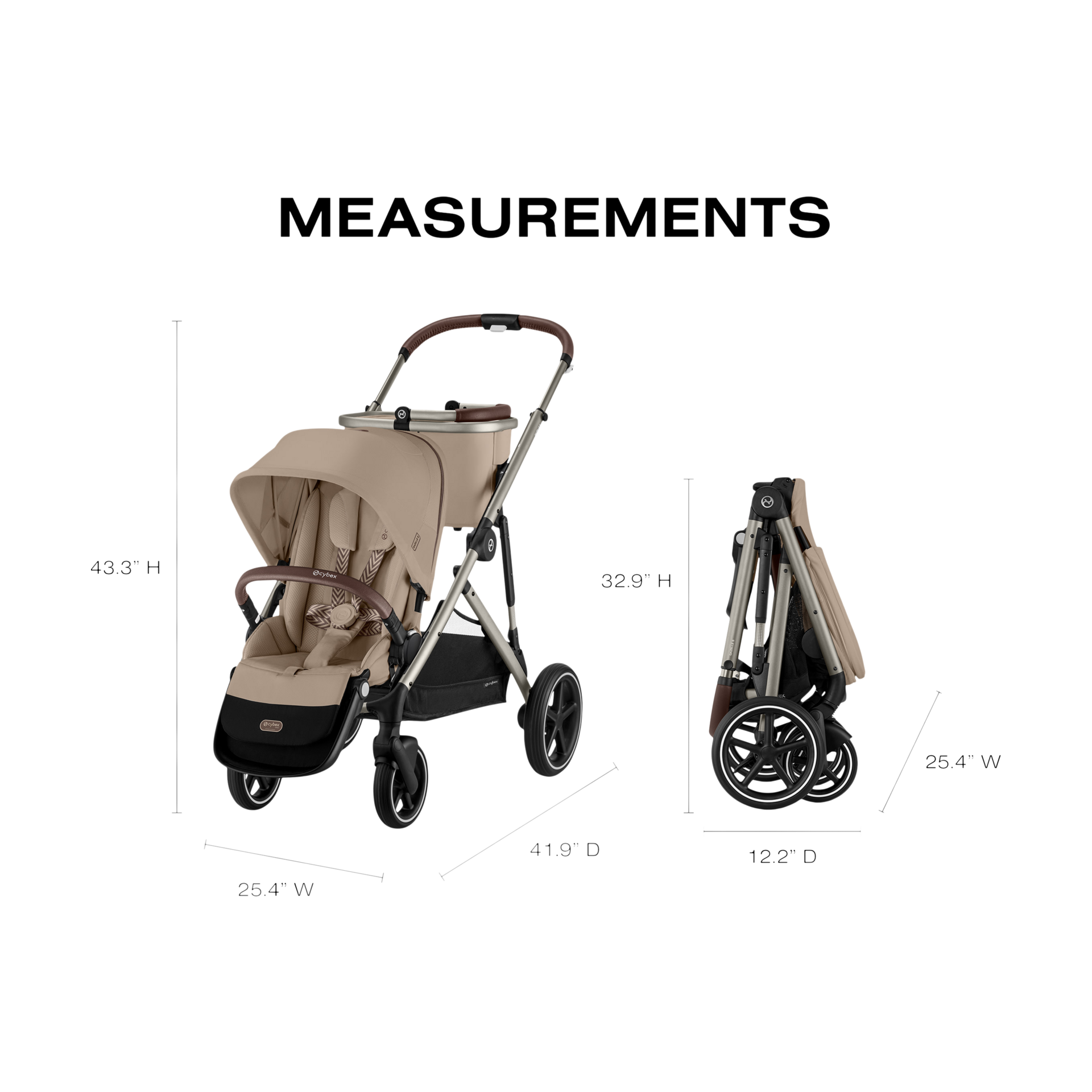 Cybex Gazelle S Stroller + Cloud G Pro Travel System - Taupe Frame With Almond Beige Seat.