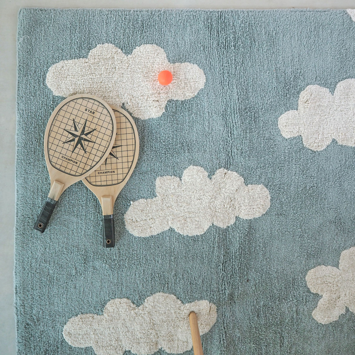 Lorena Canals Clouds Washable Rug - Vintage Blue, 5'3" X 4'.