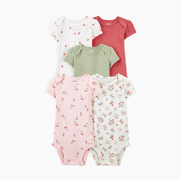 Carter's 5-Pack Short-Sleeve Bodysuits - Assorted Floral, 0-3 M.