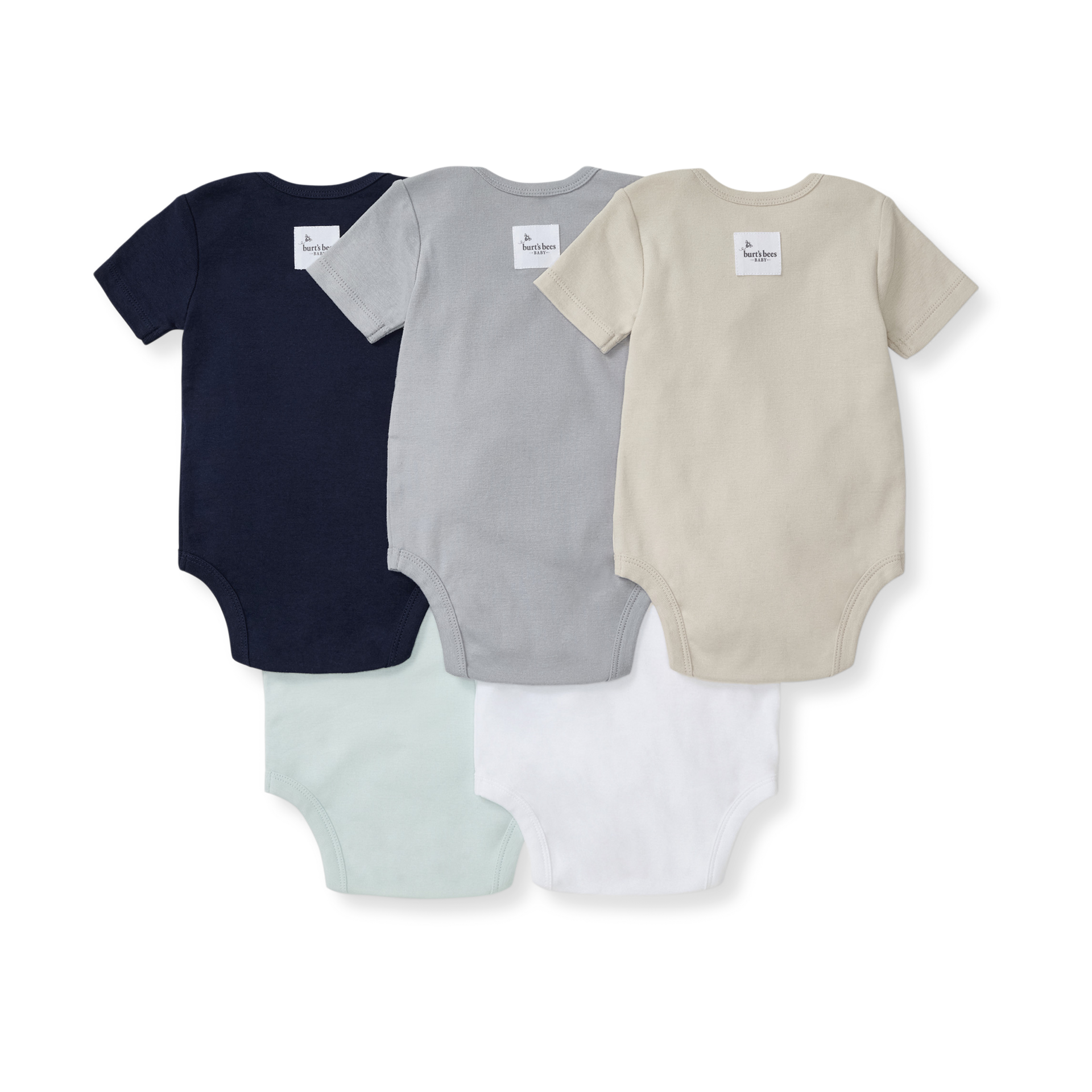 Burt's Bees Baby Organic Short Sleeve Bodysuit (5 Pack) - Midnight, 0-3 M.