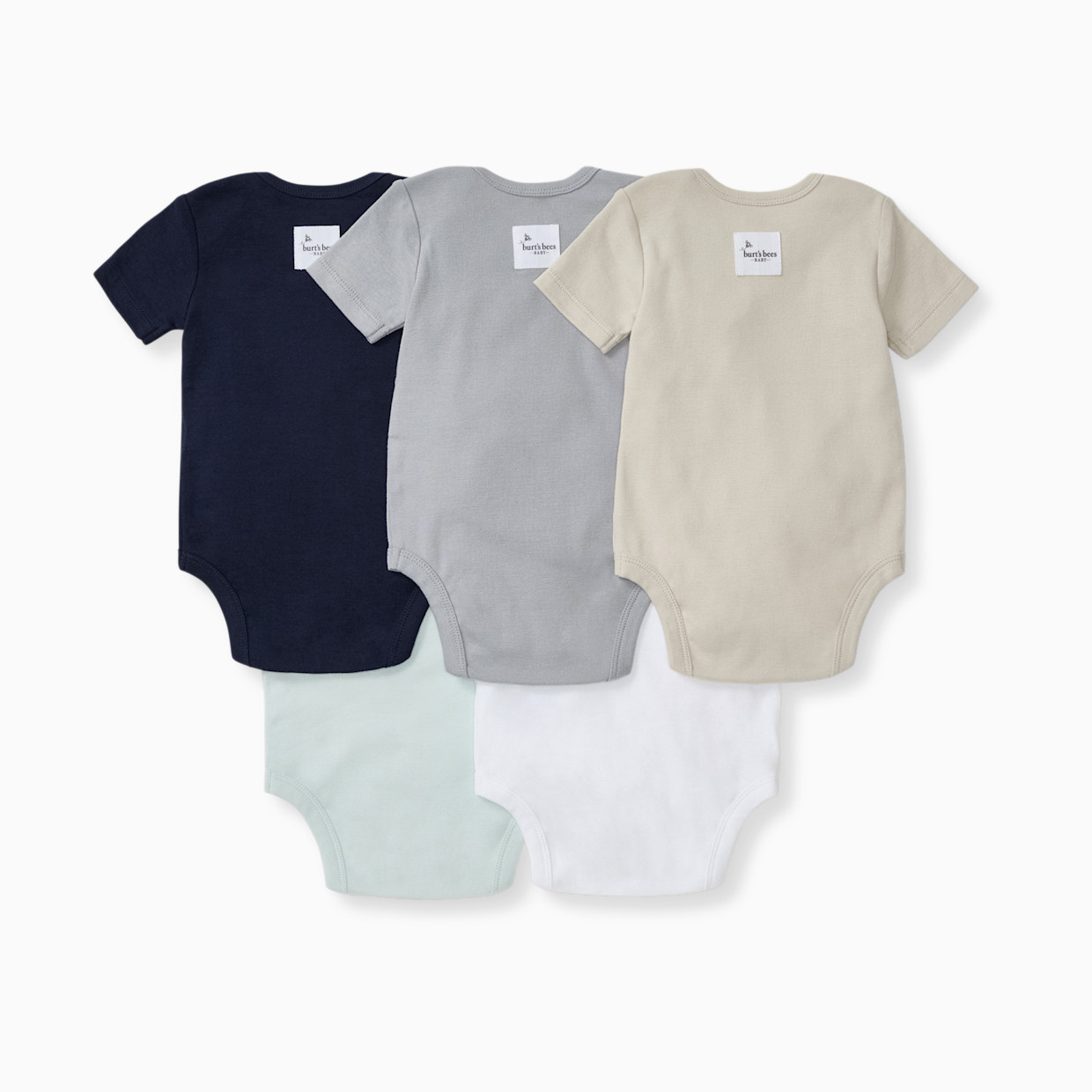 Burt's Bees Baby Organic Short Sleeve Bodysuit (5 Pack) - Midnight, 0-3 M.