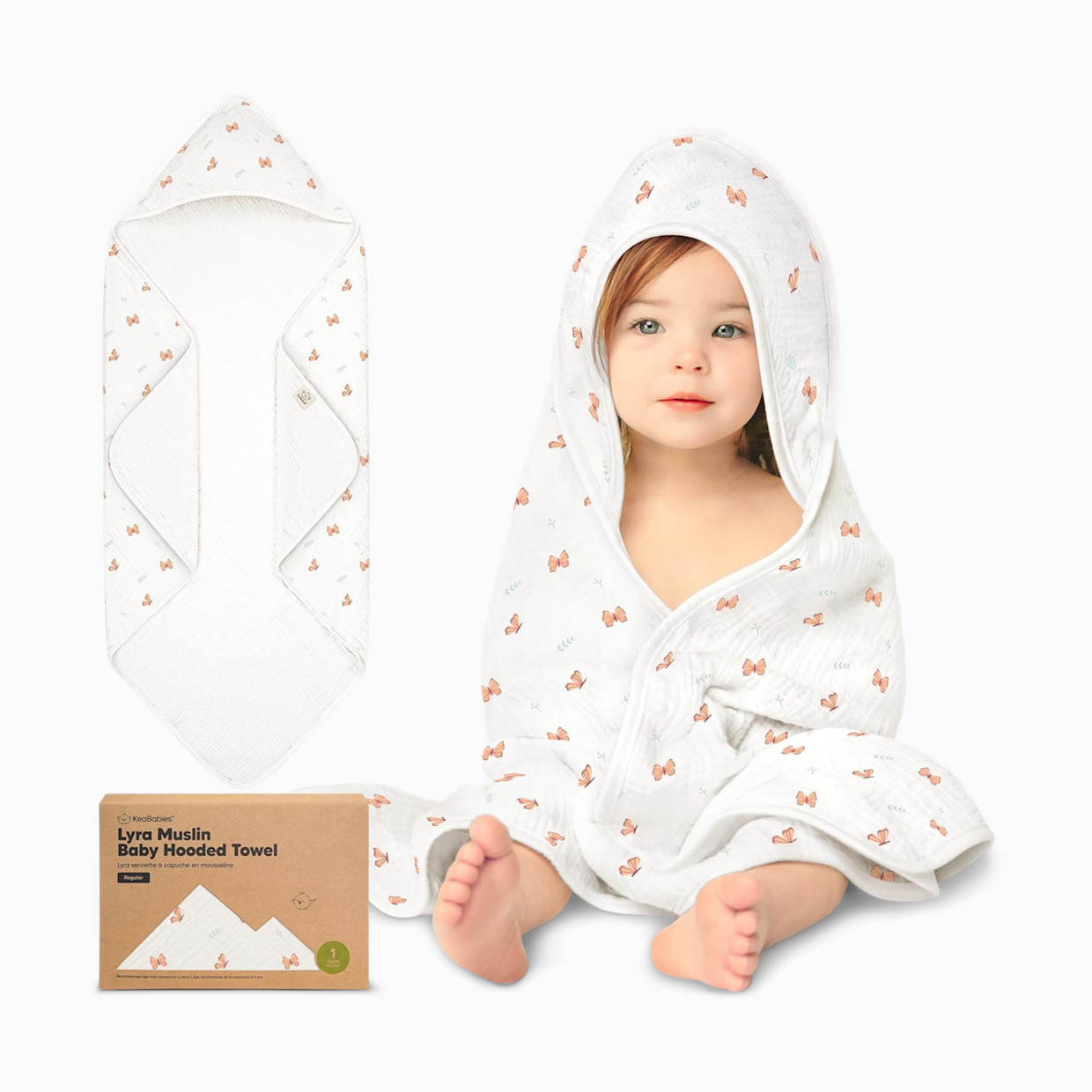 KeaBabies Lyra Muslin Hooded Towel - Monarch.