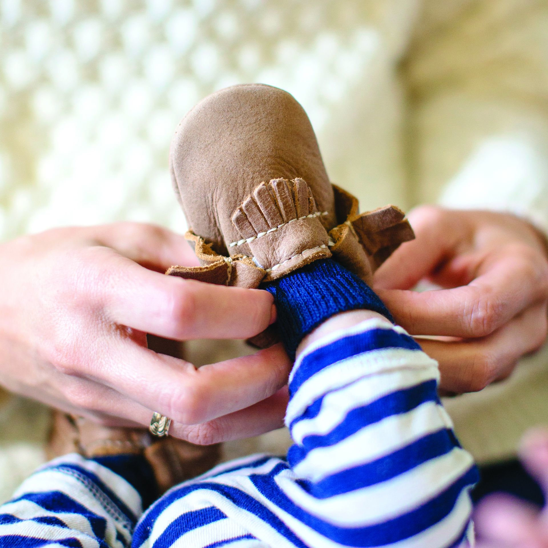 Freshly Picked Newborn Moccasins - Weathered Brown, 0-3 Months.