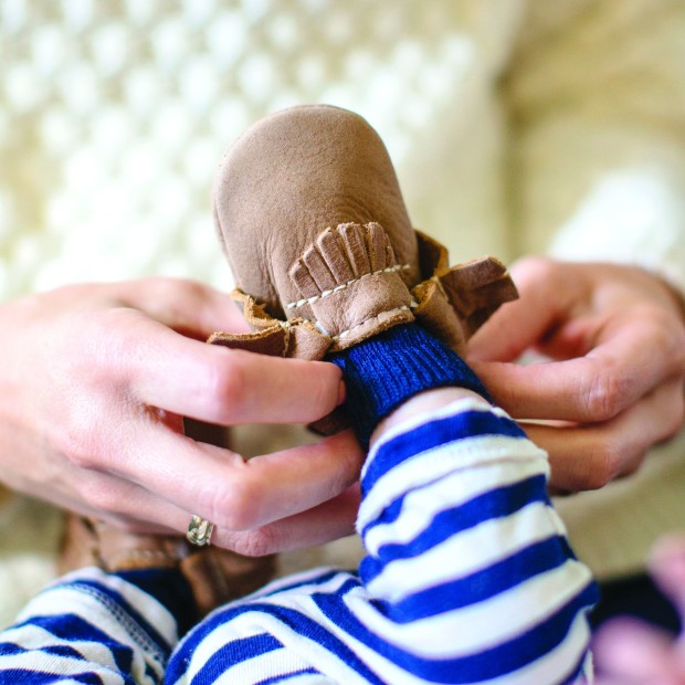 Freshly Picked Newborn Moccasins - Weathered Brown, 0-3 Months.