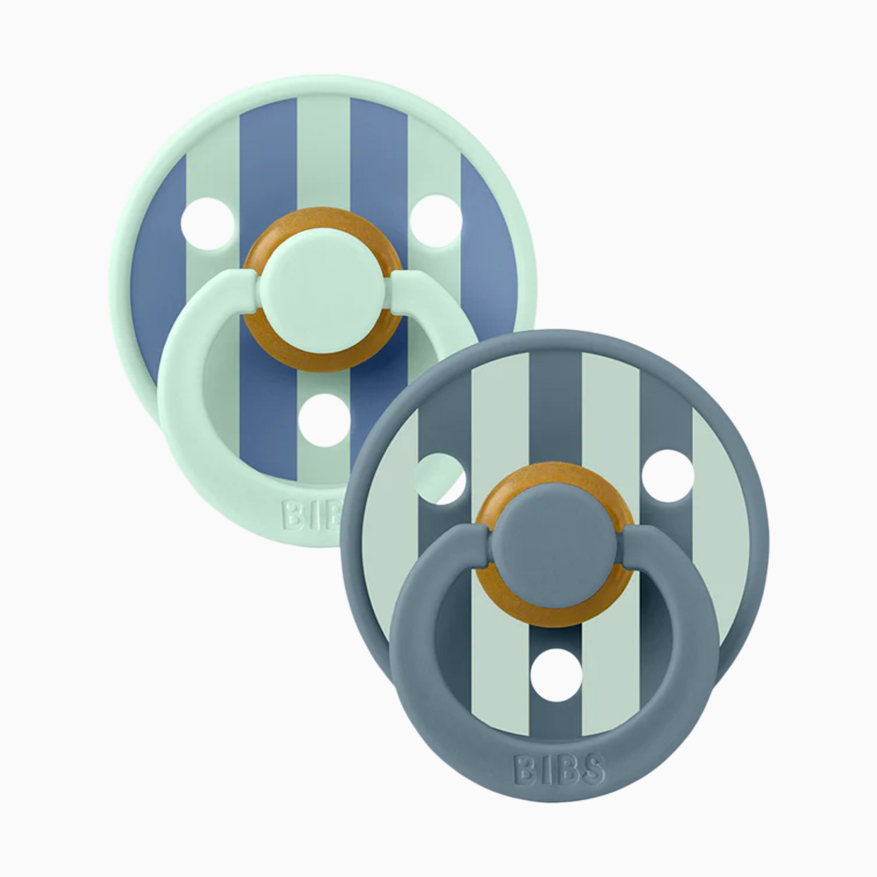 BIBS Studio Block Colour Natural Rubber Pacificier (2 Pack) - Nordic Mint Petrol, Size 1.