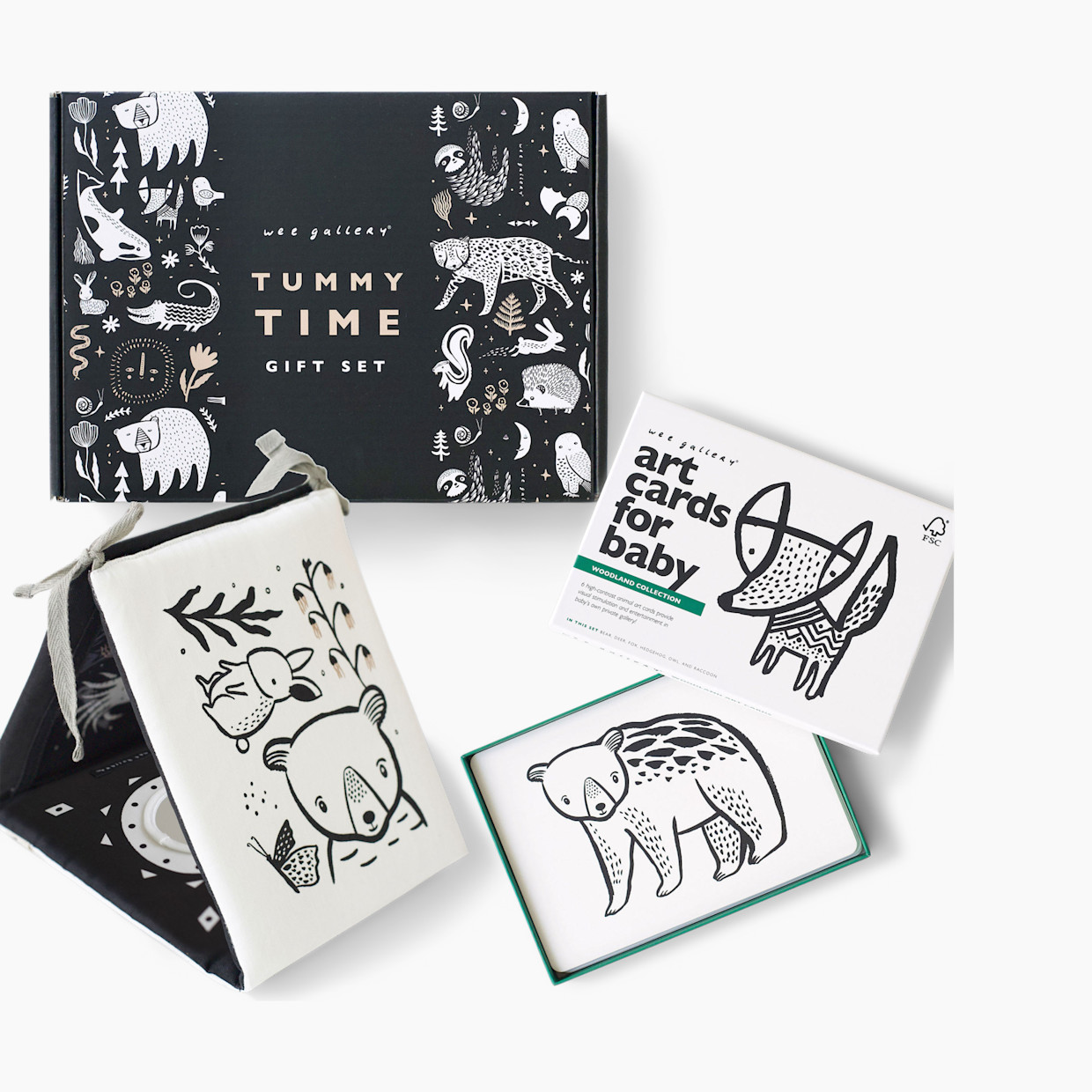 Wee Gallery Tummy Time Art Bundle with Gift Box - Woodland.