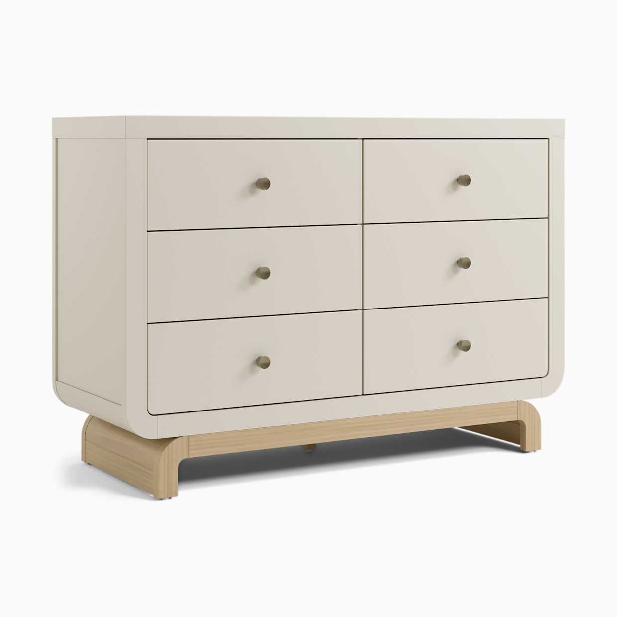 Storkcraft Santorini 6 Drawer Dresser - Frosted Oat With Driftwood.