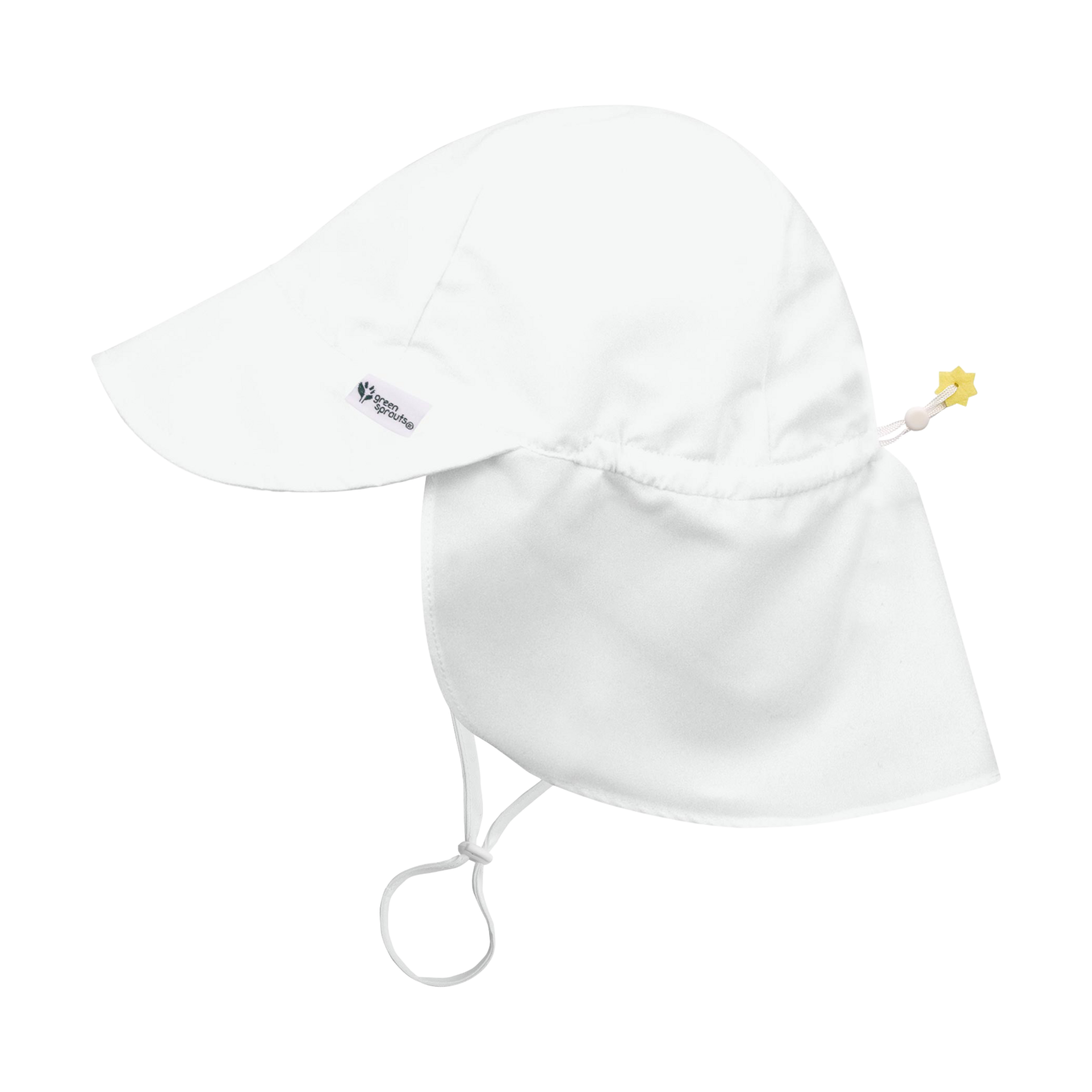 GREEN SPROUTS Eco Flap Hat - White, 0-6 Months.