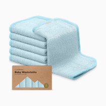 6-Pack Baby Washcloths - Soft Absorbent Viscose from Bamboo Wash Cloths for Babies, Kids, Toddlers, Infant, Newborn Bath Towels, Gentle on Sensitive Skin, 10x10 Reusable Face Towels (Bravo Blue)