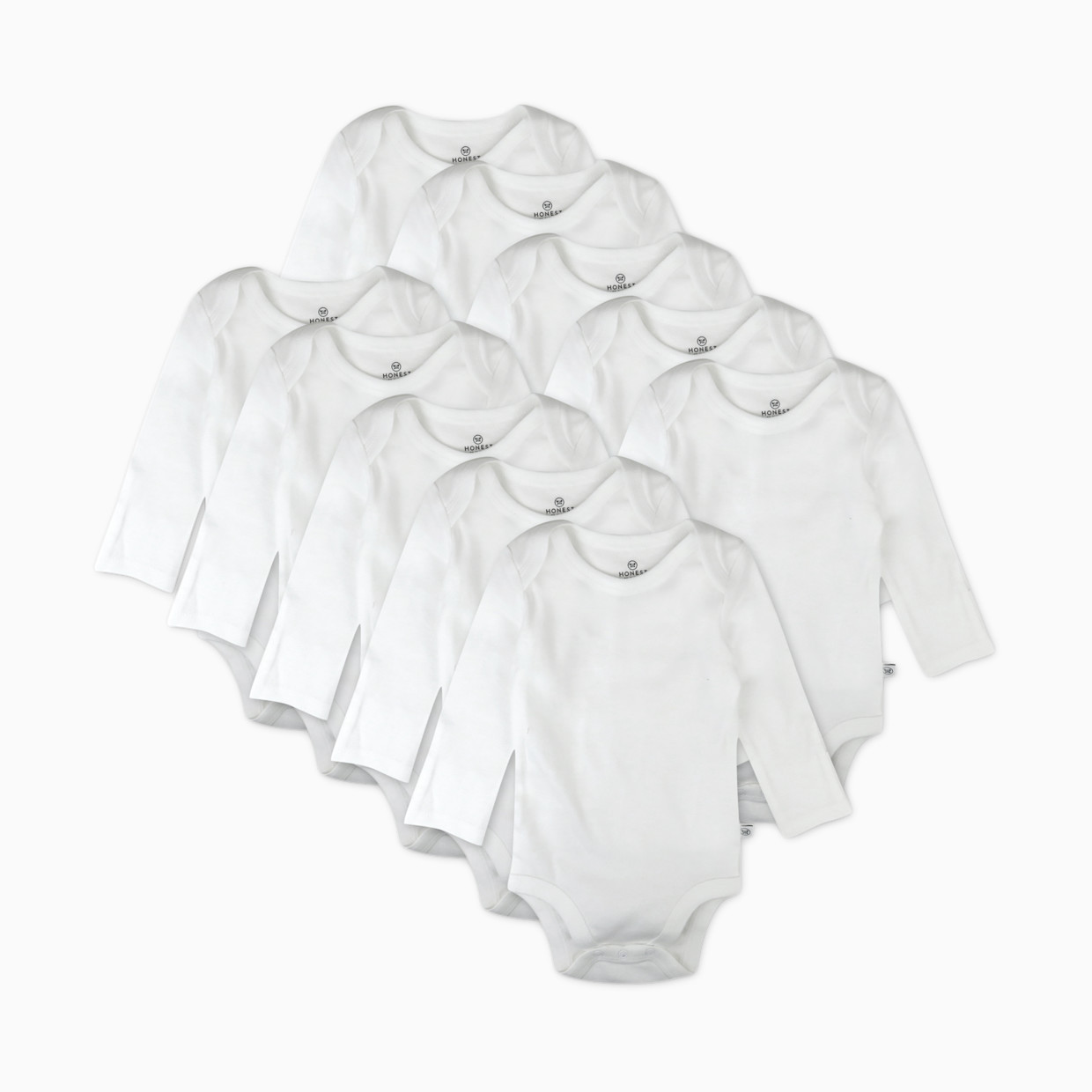Honest Baby Clothing 10-Pack Organic Cotton Long Sleeve Bodysuits - Bright White, 0-3 M, 10.