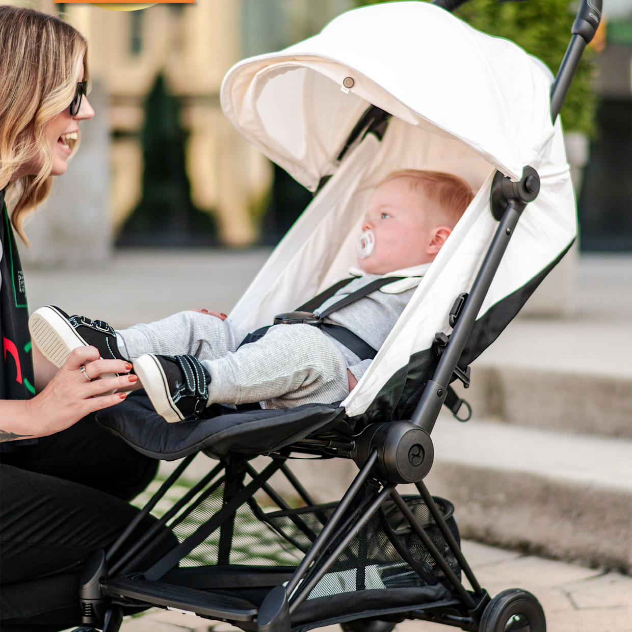 Cybex COYA Compact Lightweight Stroller - Matte Black/Sepia Black.