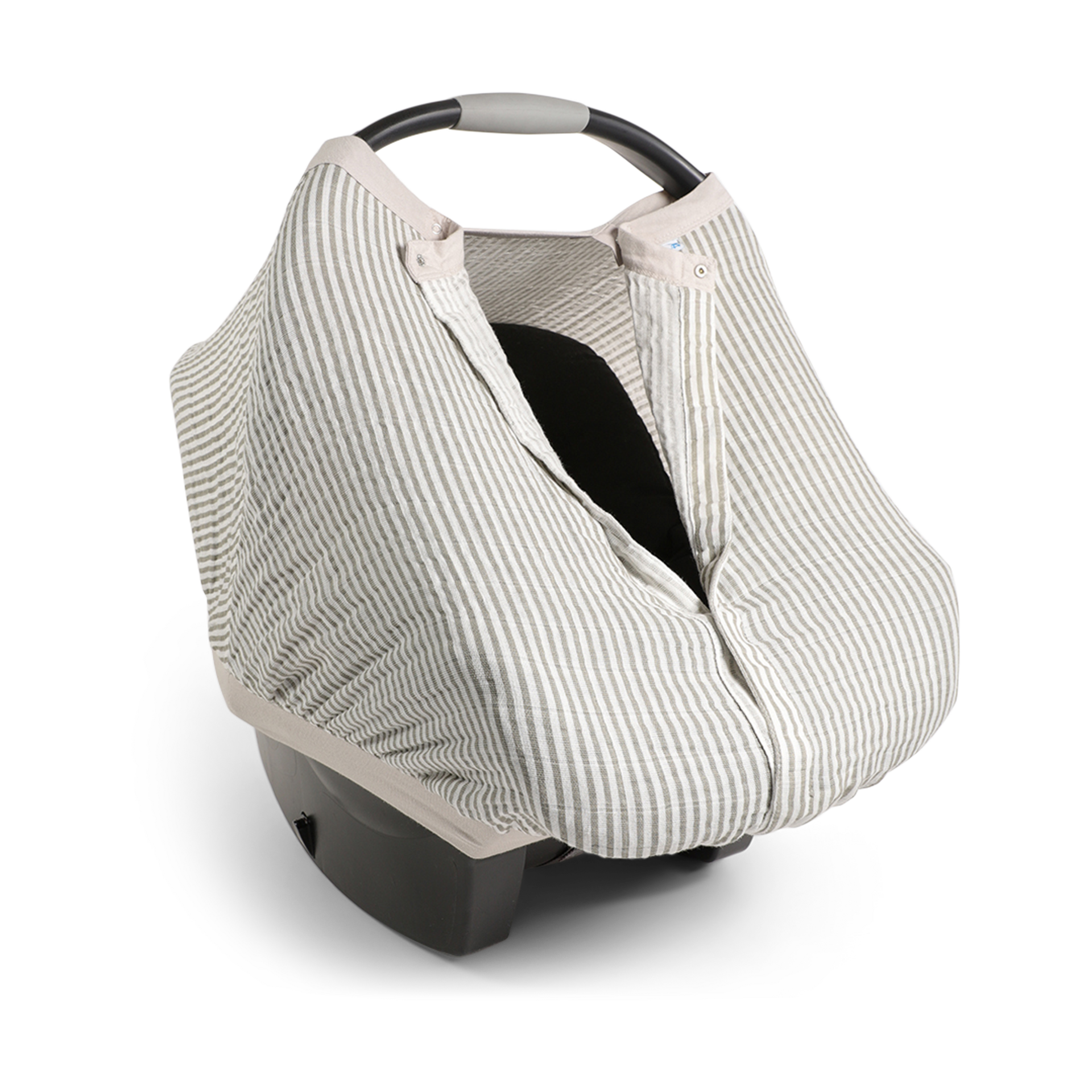 Little Unicorn Cotton Muslin Car Seat Canopy - Grey Stripe.