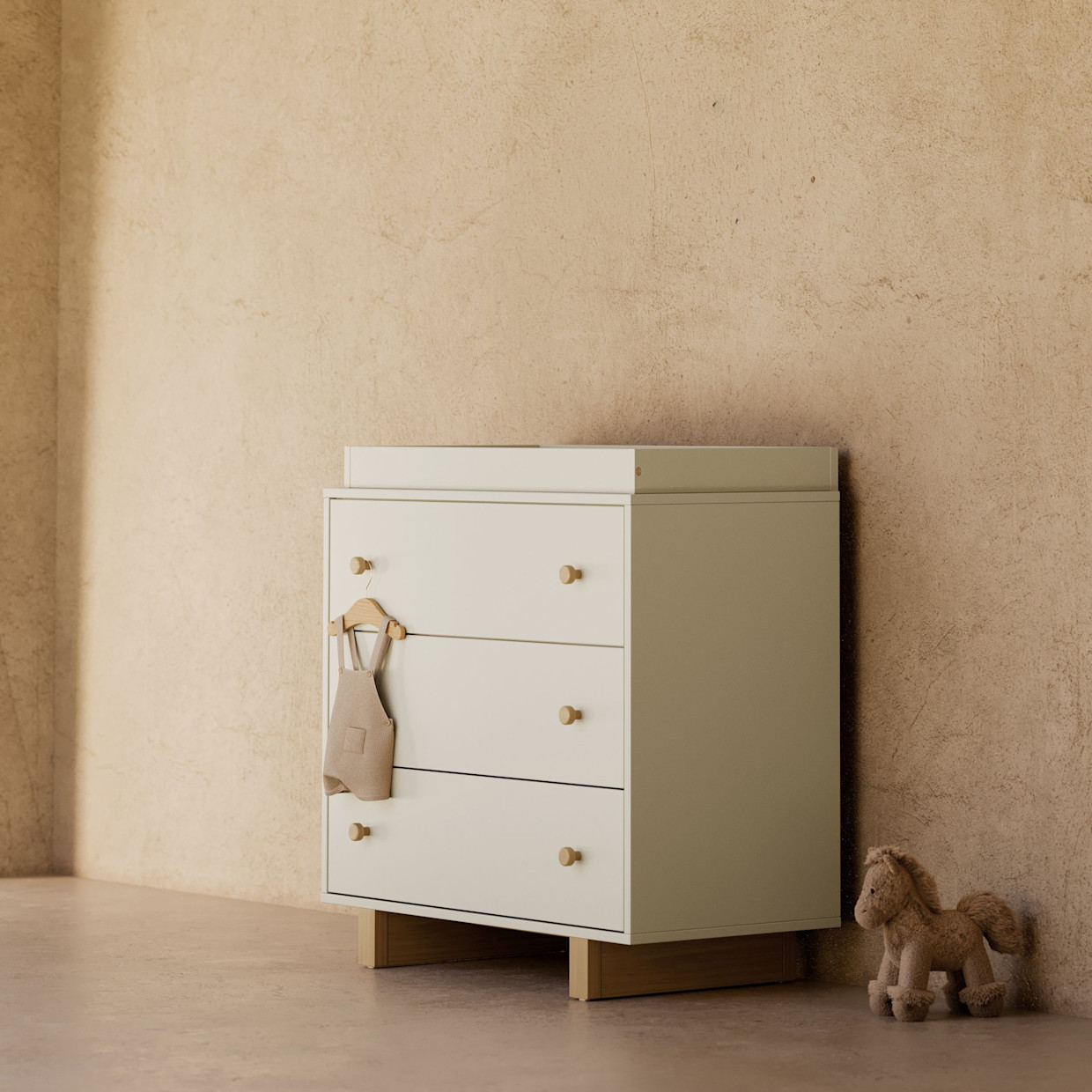 Storkcraft Texas 3 Drawer Chest with Removable Changing Topper - Frosted Oat And Driftwood.