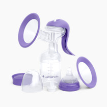 Lansinoh Manual Breast Pump, Hand Pump with Comfortable Flange, Includes 5oz Baby Bottle with Slow Flow Nipple, Breastfeeding Essentials