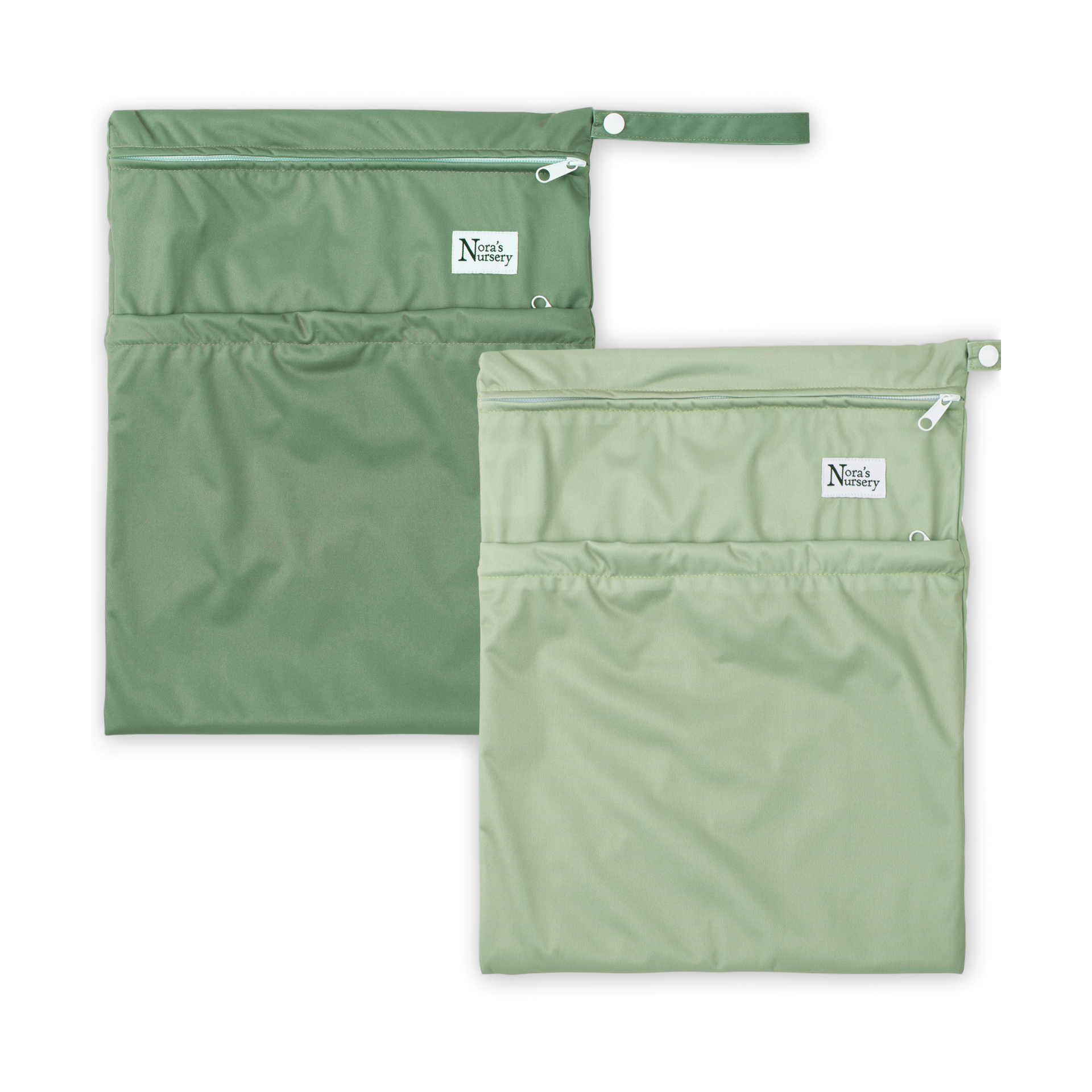 Nora's Nursery Wet Dry Bags with Two Zippered Pockets - Reusable and Washable for Swimming, Travel, Beach, Pool, Daycare, Cloth Diapers, Toiletries, and Wet Swimsuits - 11x15, Garden, 2-Pack