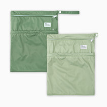Nora's Nursery Wet Dry Bags with Two Zippered Pockets - Reusable and Washable for Swimming, Travel, Beach, Pool, Daycare, Cloth Diapers, Toiletries, and Wet Swimsuits - 11x15, Garden, 2-Pack