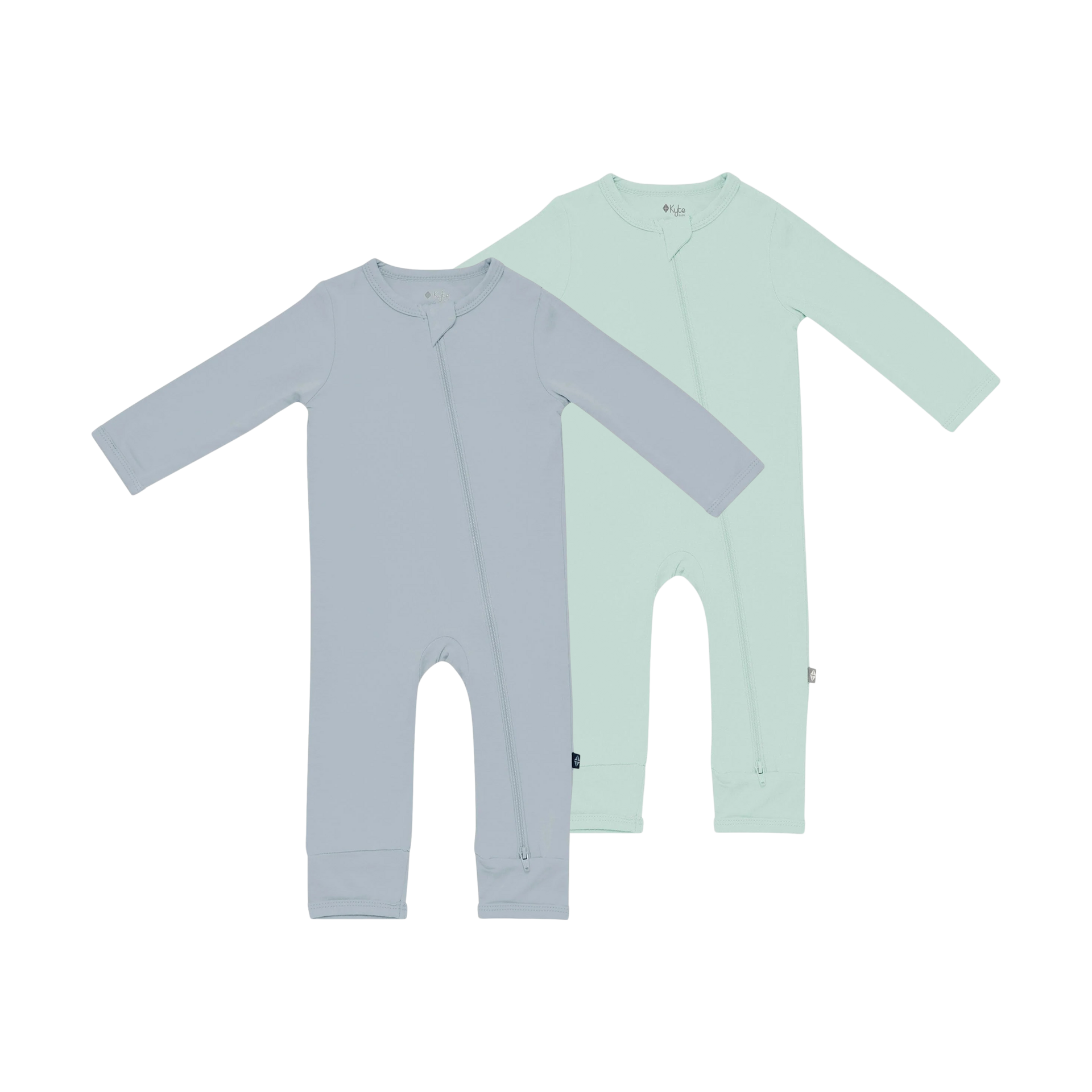 Kyte Baby Zippered Romper Bundle (2 Pack) Sage/Fog, 03 Months