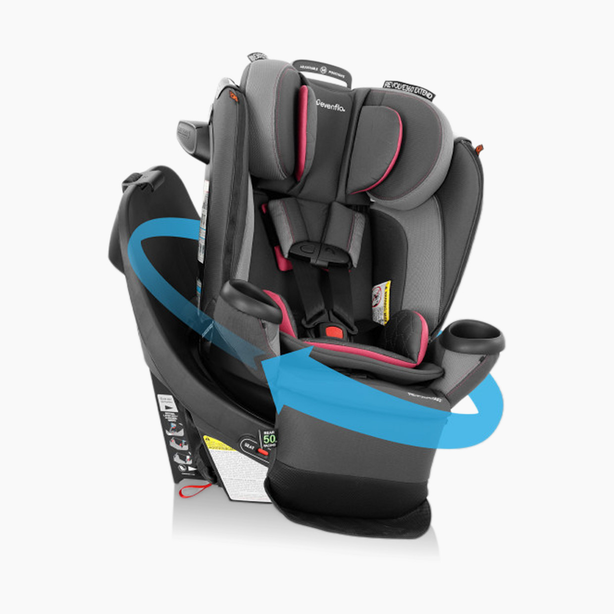 Evenflo Revolve360 Extend All-in-One Rotational Car Seat with Quick Clean Cover - Rowe Pink.