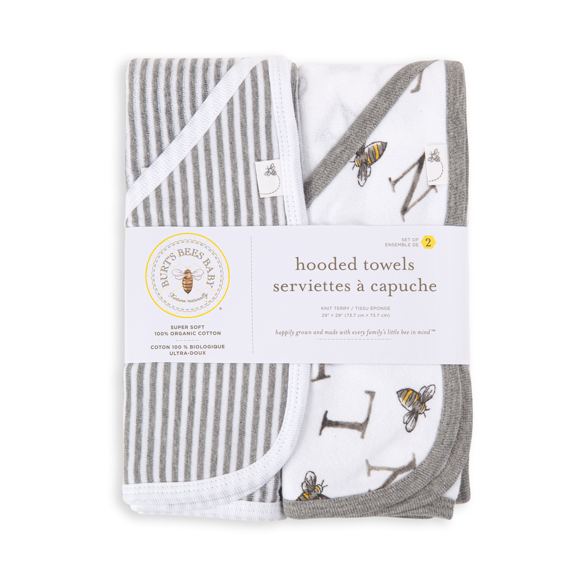 Burt's Bees Baby Organic SinglePly Hooded Towel (2 Pack) A Bee C
