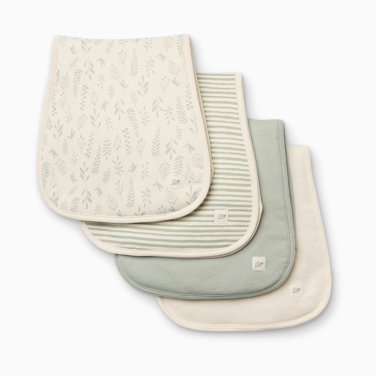 Tiny Kind 4 Pack Organic Burp Cloth - Sage Multi Leaf.