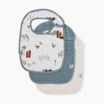 Little Unicorn Premium Classic Bib 3 pack | Adjustable as baby grows | Soft fabric on skin | Great for first time eaters (Farmyard)