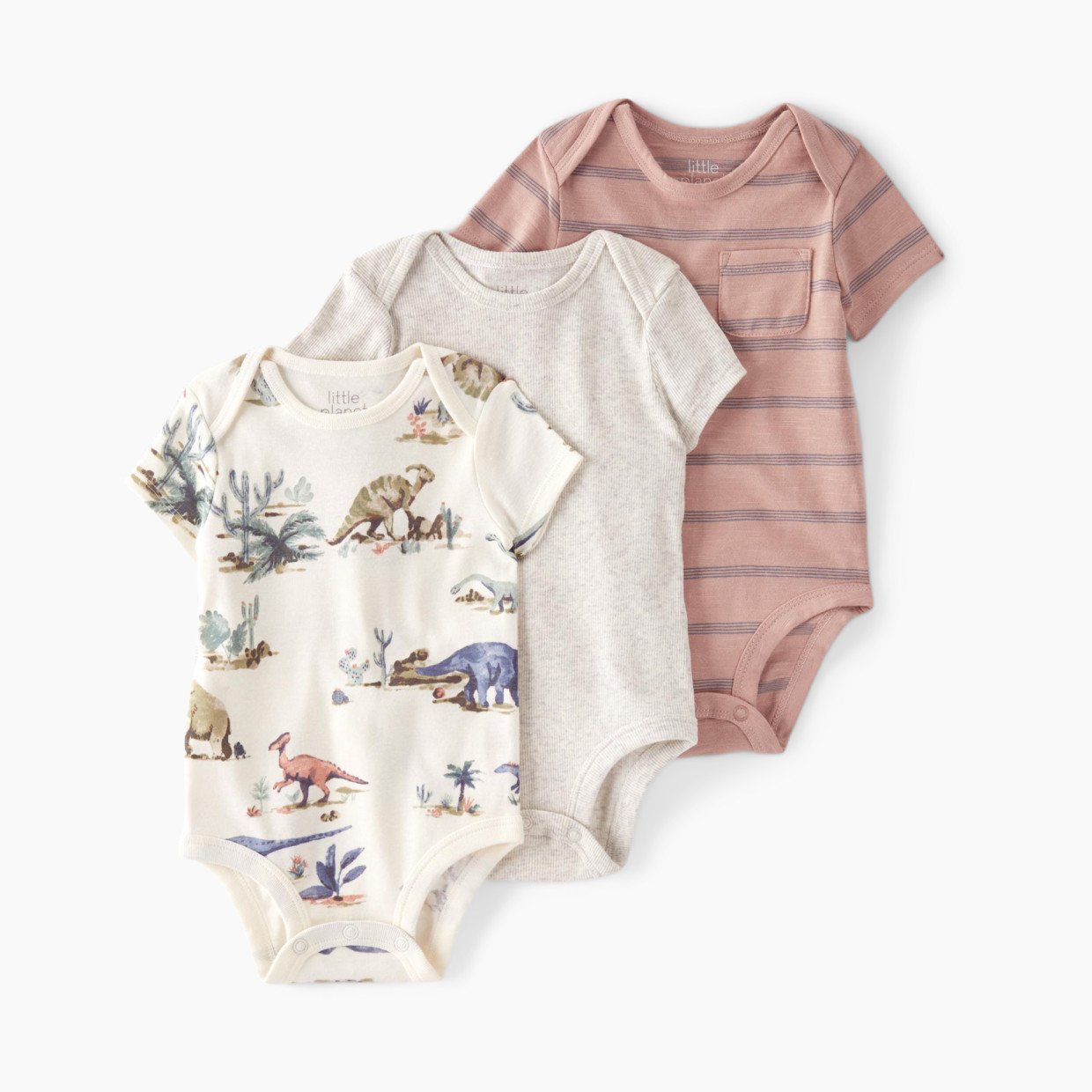  Little Planet By Carters Unisex Baby 3-Pack Organic Cotton  Rib Bodysuits