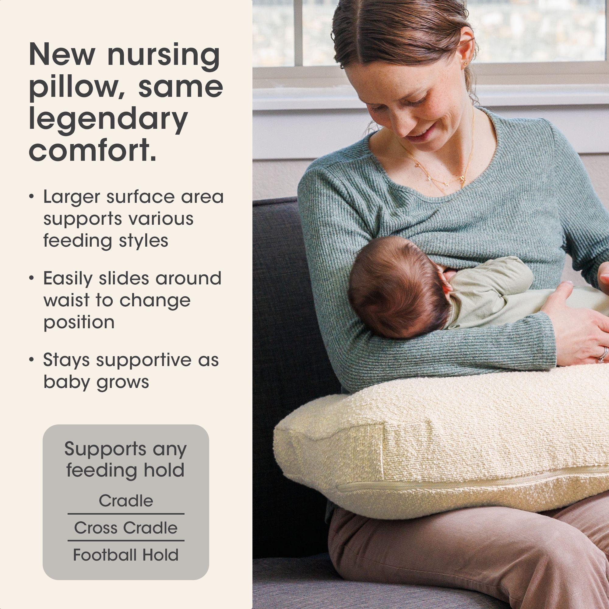Boppy New Nursing Pillow with Luxe Fabric Cover.
