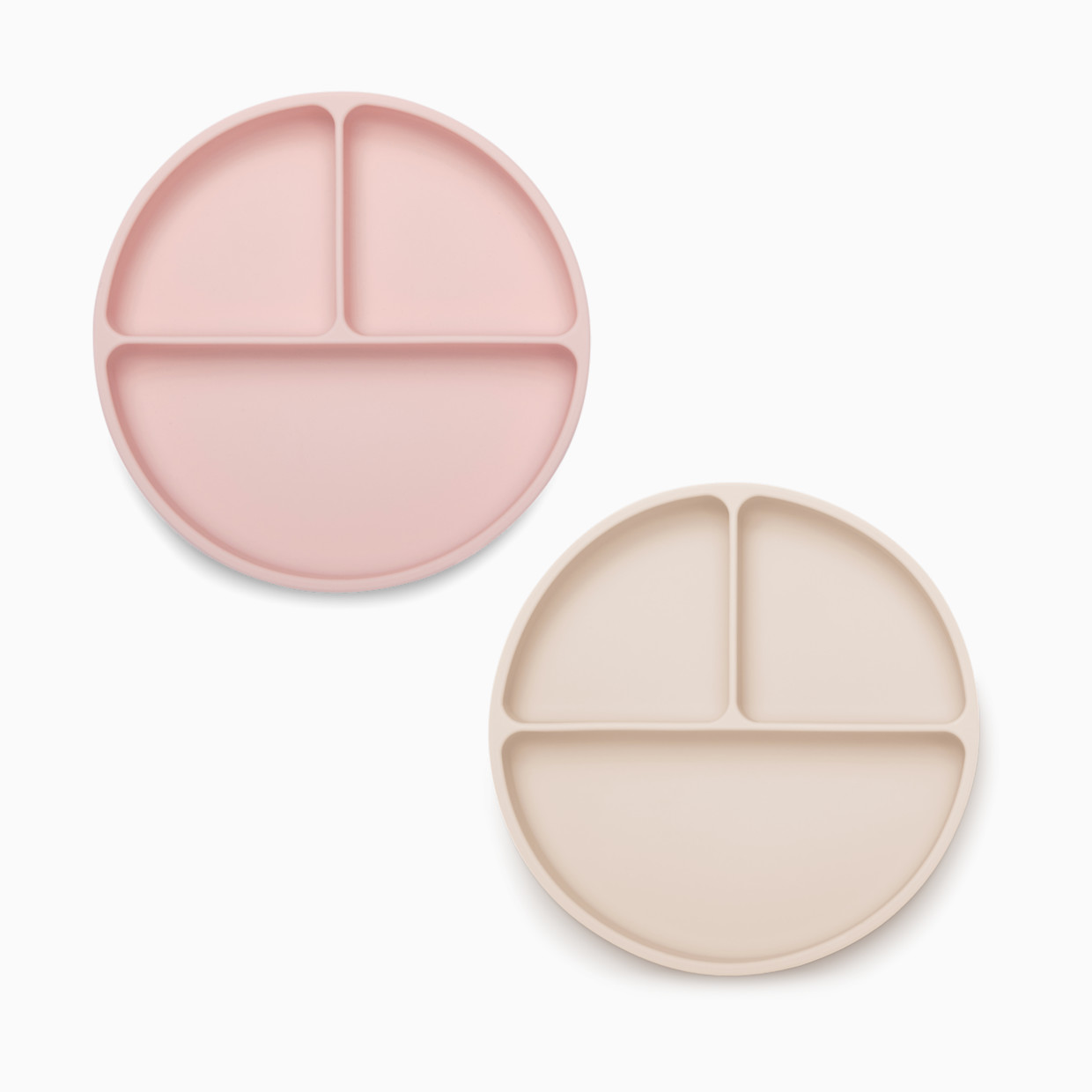 AEIOU Suction Divided Plate - Petal + Oat Milk.