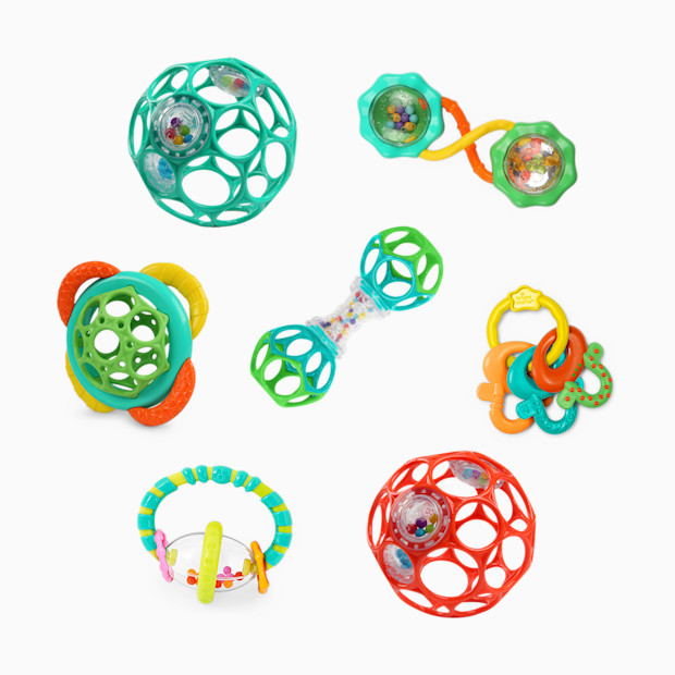 Bright Starts Soothers & Shakers 7-Piece Baby Toy Gift Set.