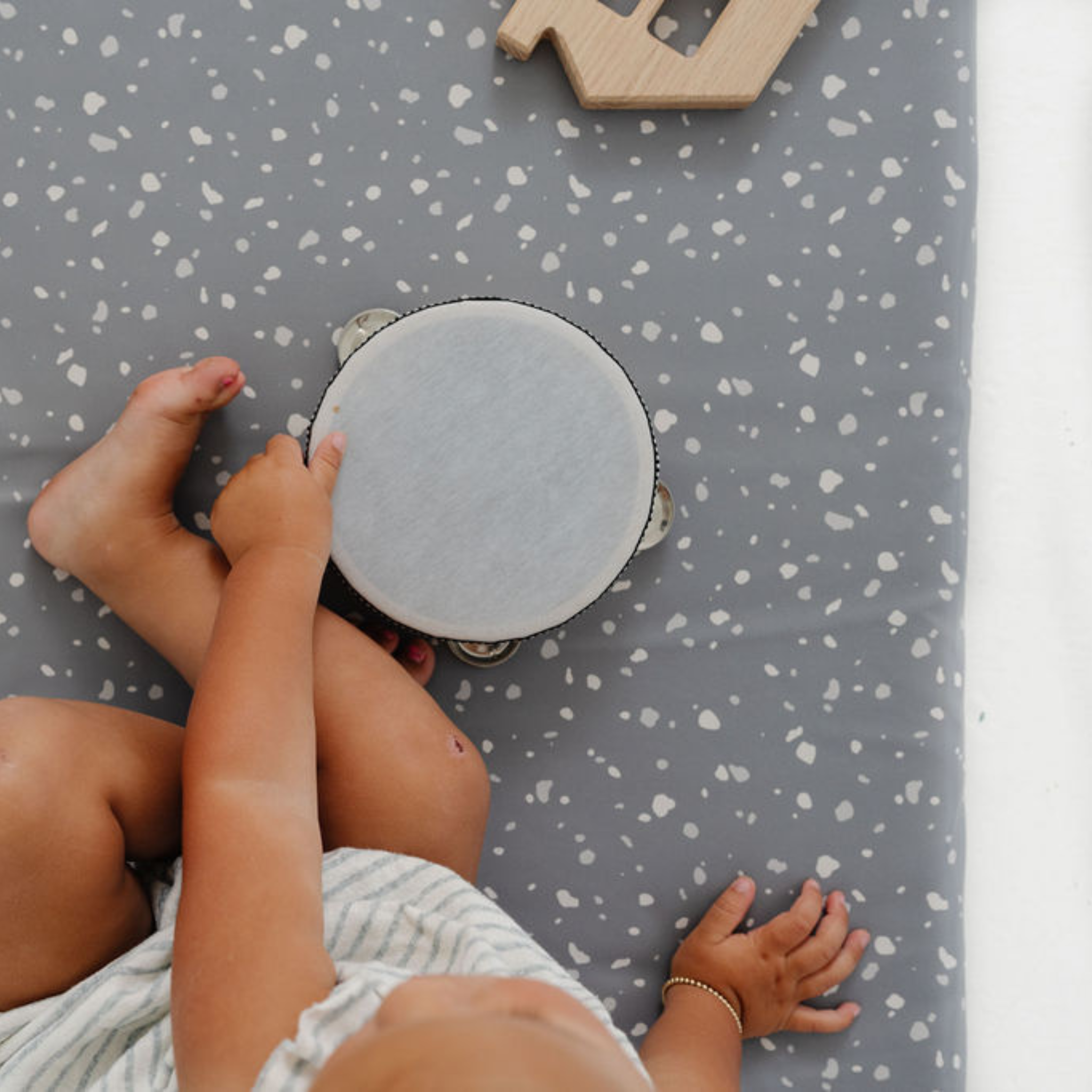 Toki Kids Standard Vegan Leather Play Mat - Terrazzo Slate.