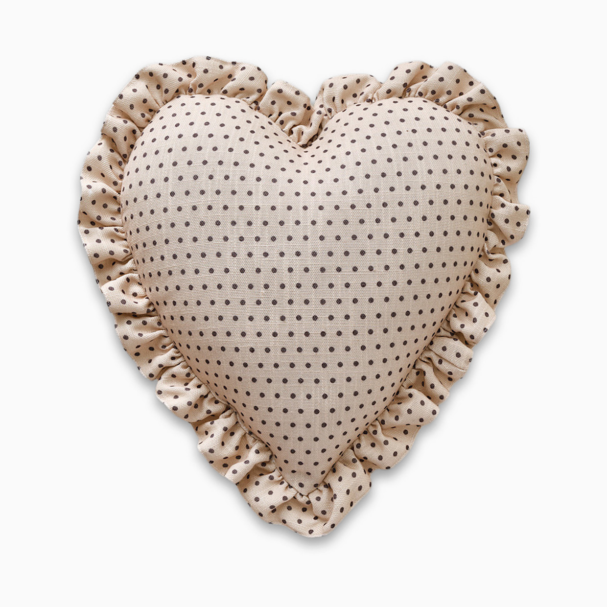 House of Noa Heart Ruffle Pillow - Swiss Dot Wheat & Mocha.