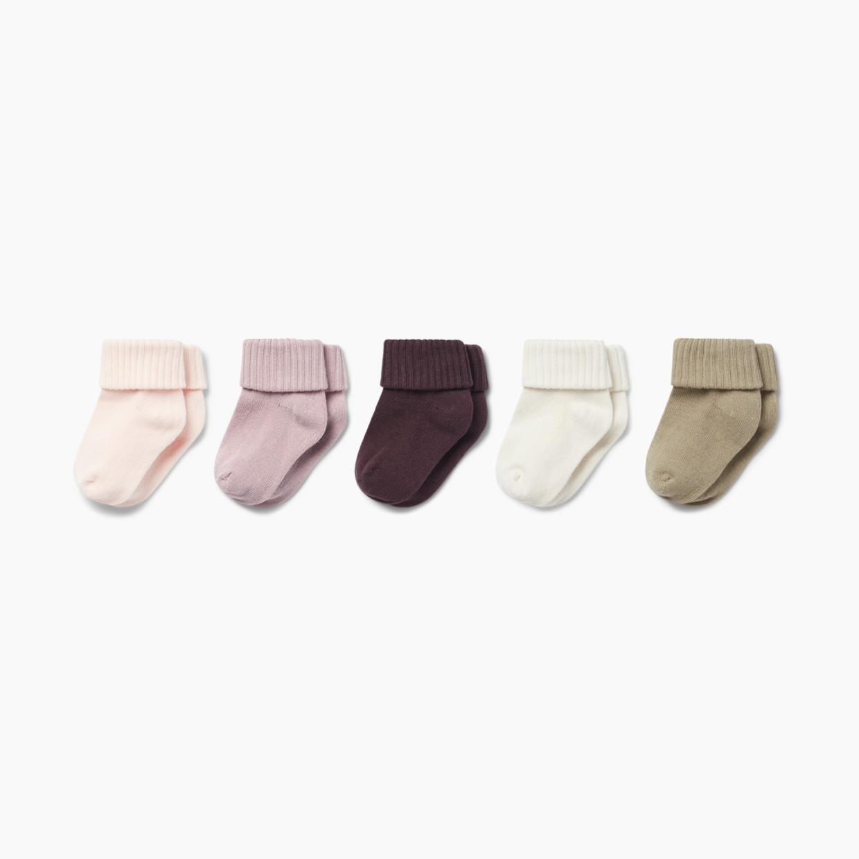 MORI Ribbed Socks 5 Pack - Berry Mix, 0 -6 M.