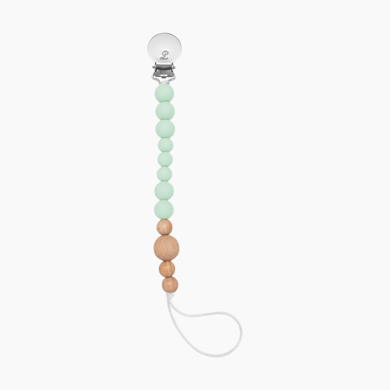 Loulou Lollipop Colorblock Wood & Silicone Pacifier Clip - Mint.