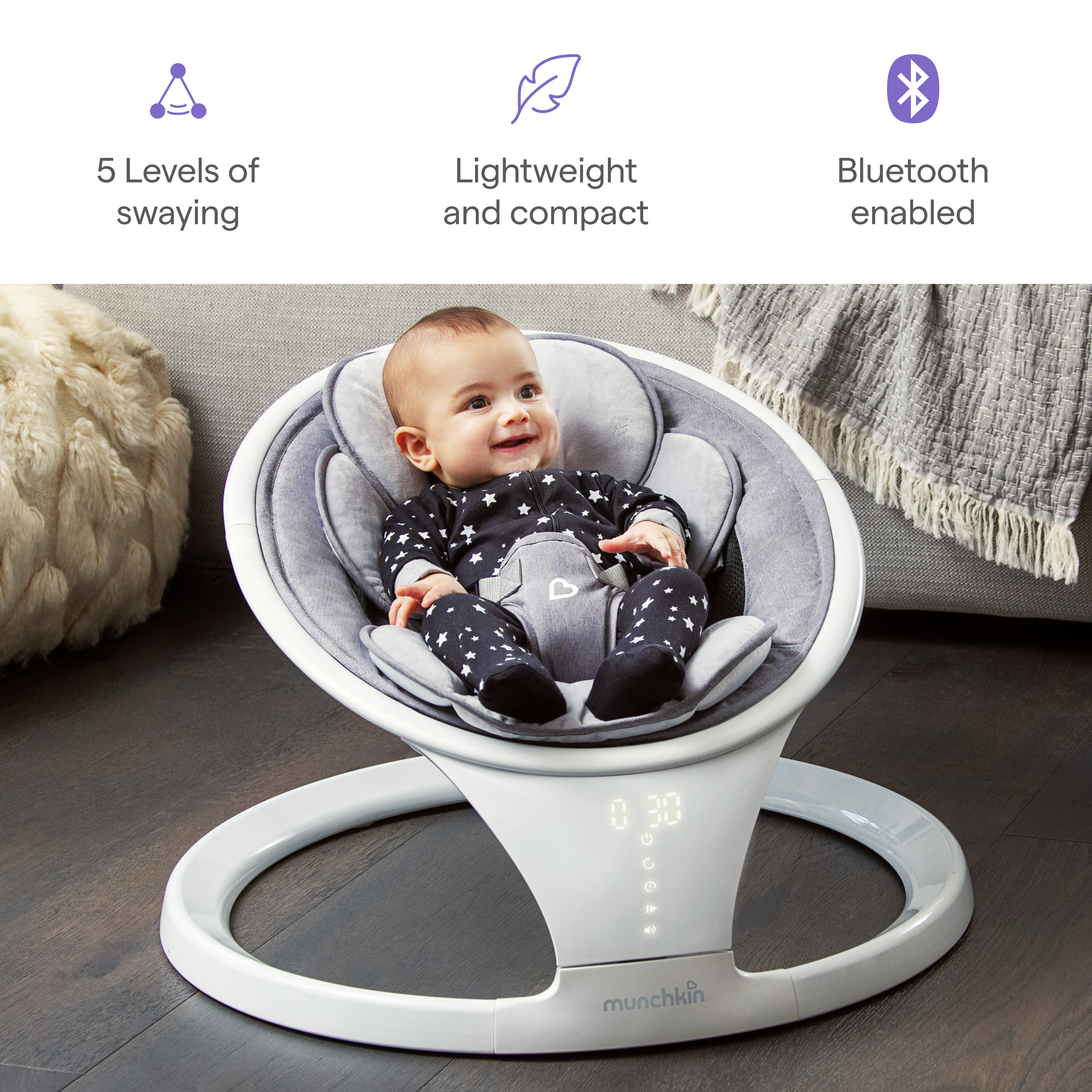 Munchkin Bluetooth Enabled Baby Swing.