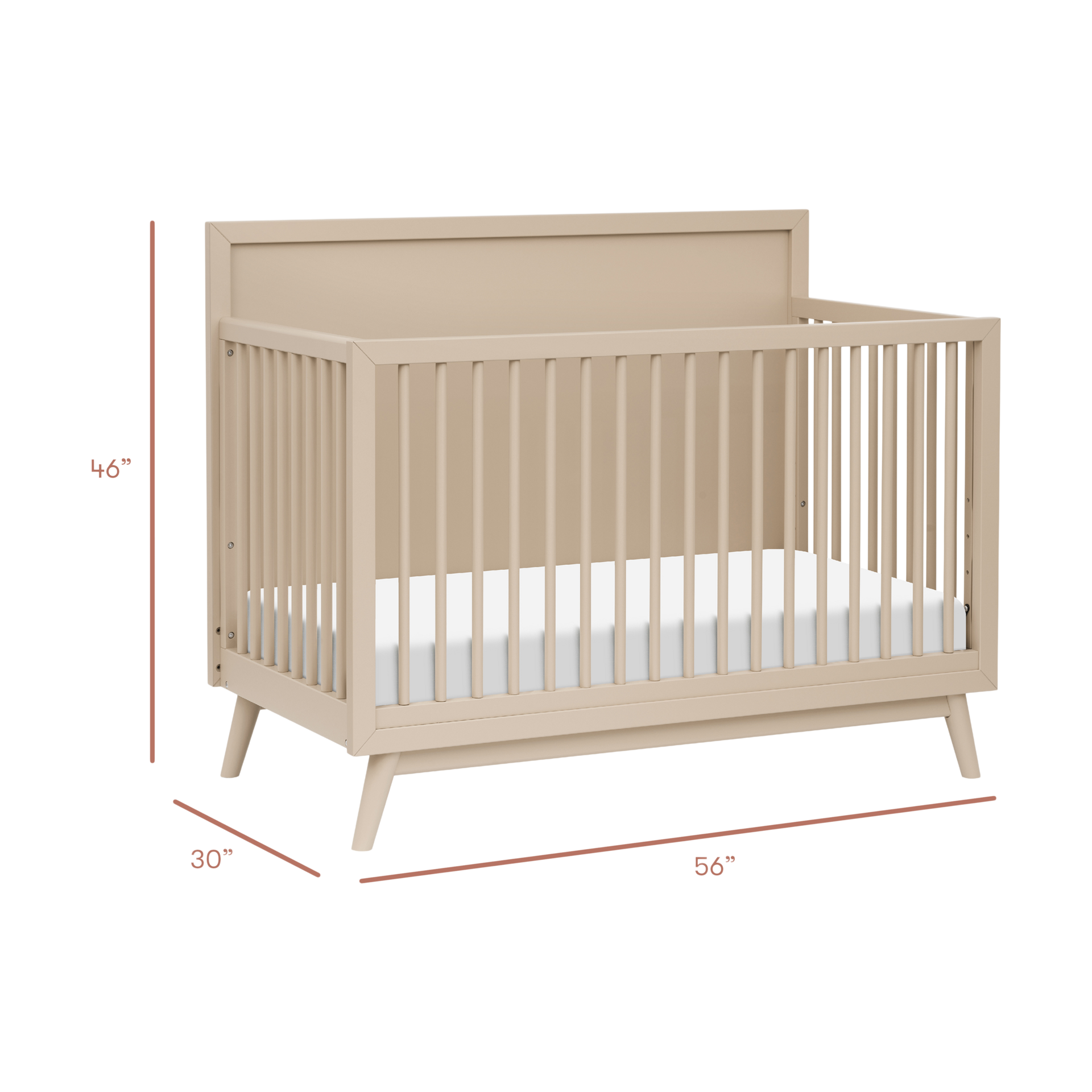 babyletto Palma 4-in-1 Convertible Crib with Toddler Bed Conversion Kit - Taupe.