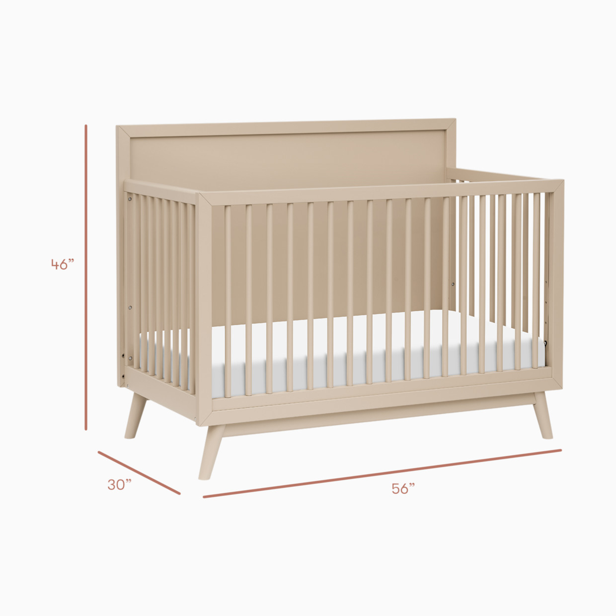 babyletto Palma 4-in-1 Convertible Crib with Toddler Bed Conversion Kit - Taupe.