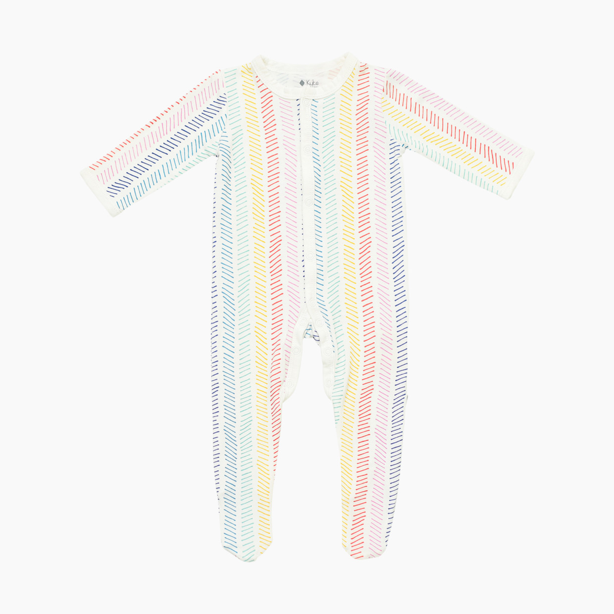 Kyte Baby Rainbow Printed Snap Footie - Herringbone, 3-6 Months.