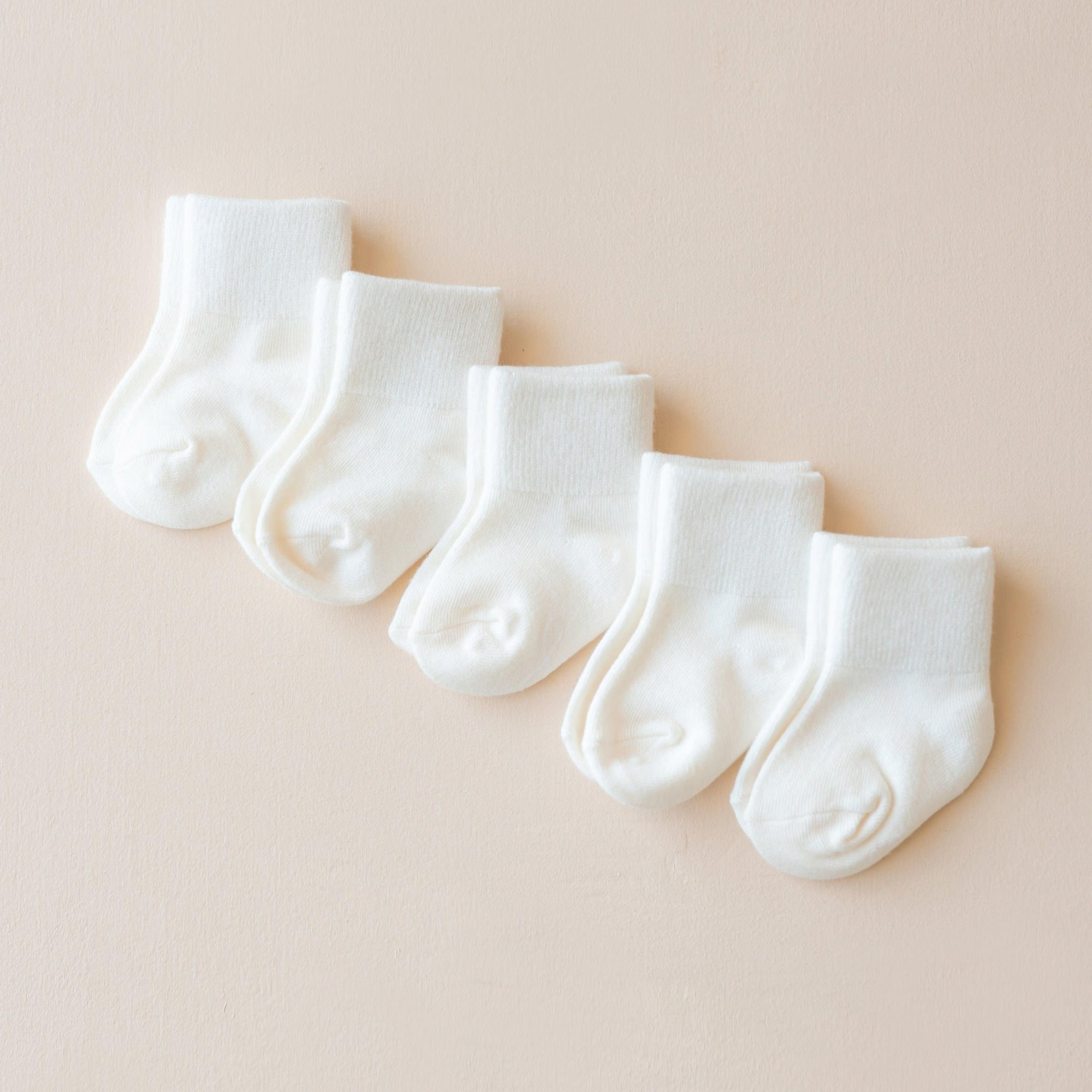 Kyte Baby Quarter Socks Combo (5 Pack) - Cloud, 0-3 M.