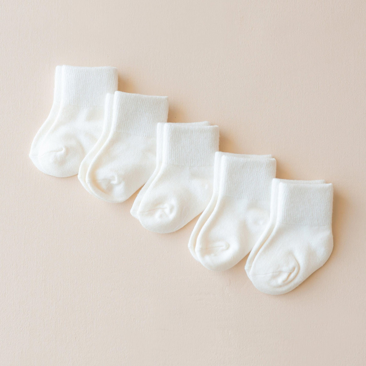 Kyte Baby Quarter Socks Combo (5 Pack) - Cloud, 0-3 M.